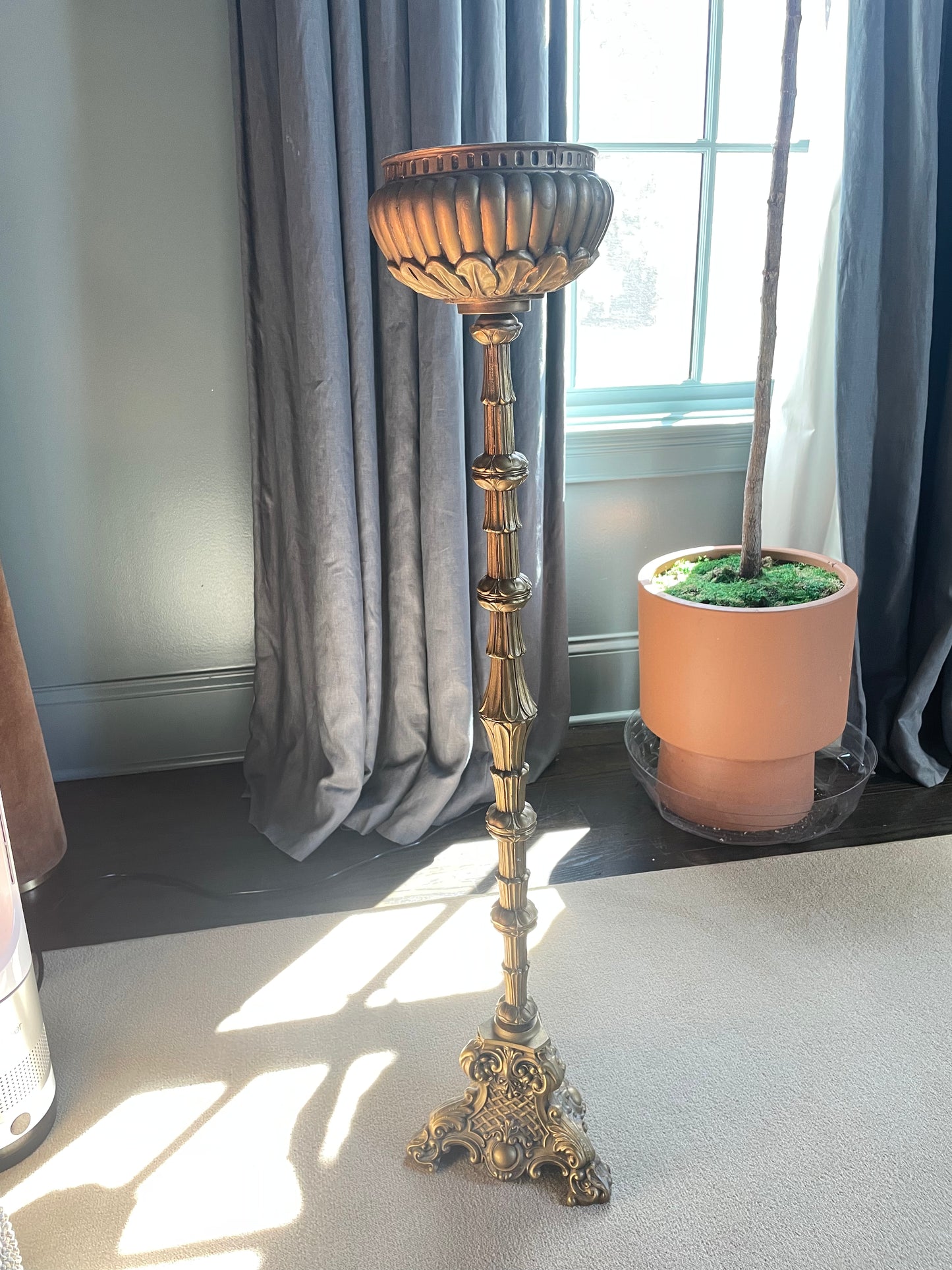 1920's vintage french brass plant/candle stand