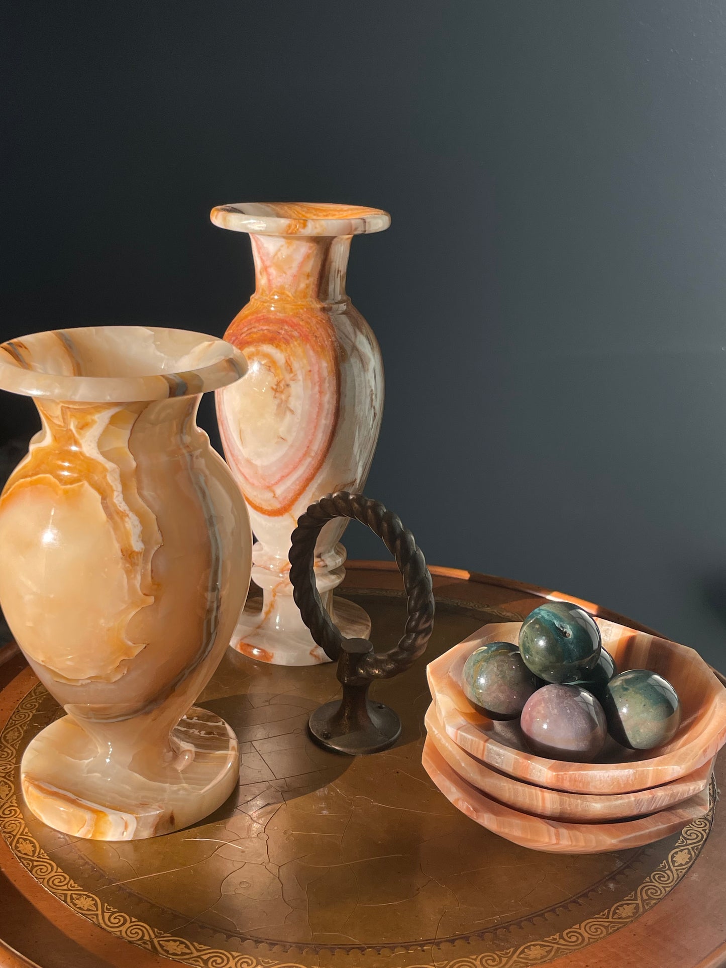 Small Vintage Baluster Vase in Honey Onyx, Italy, 1960s