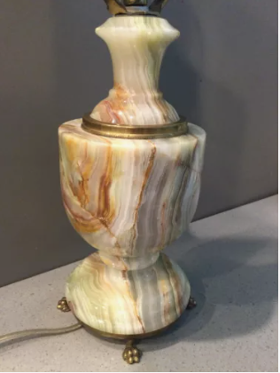 white tan and brass and onyx lamp