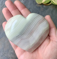 large pink banded onyx heart