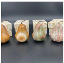 vintage onyx marble pears with brass stems