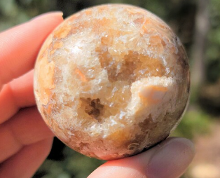 Flower Amber Agate + Honey Calcite Sphere