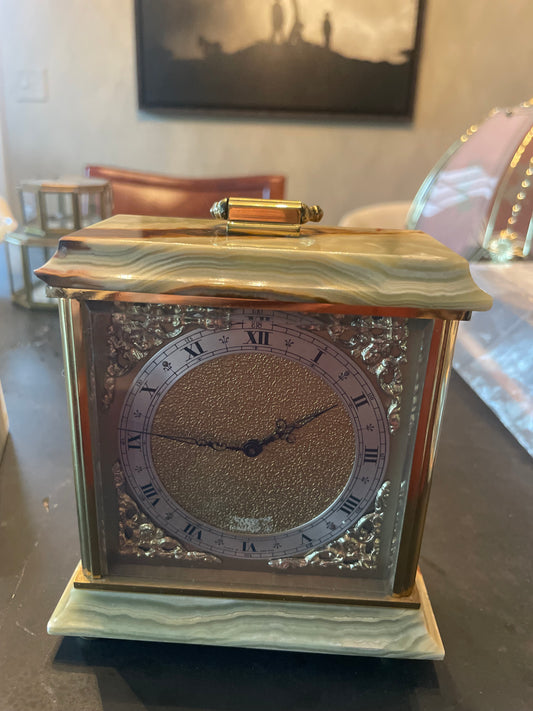 rare marble onyx mantel clock vintage
