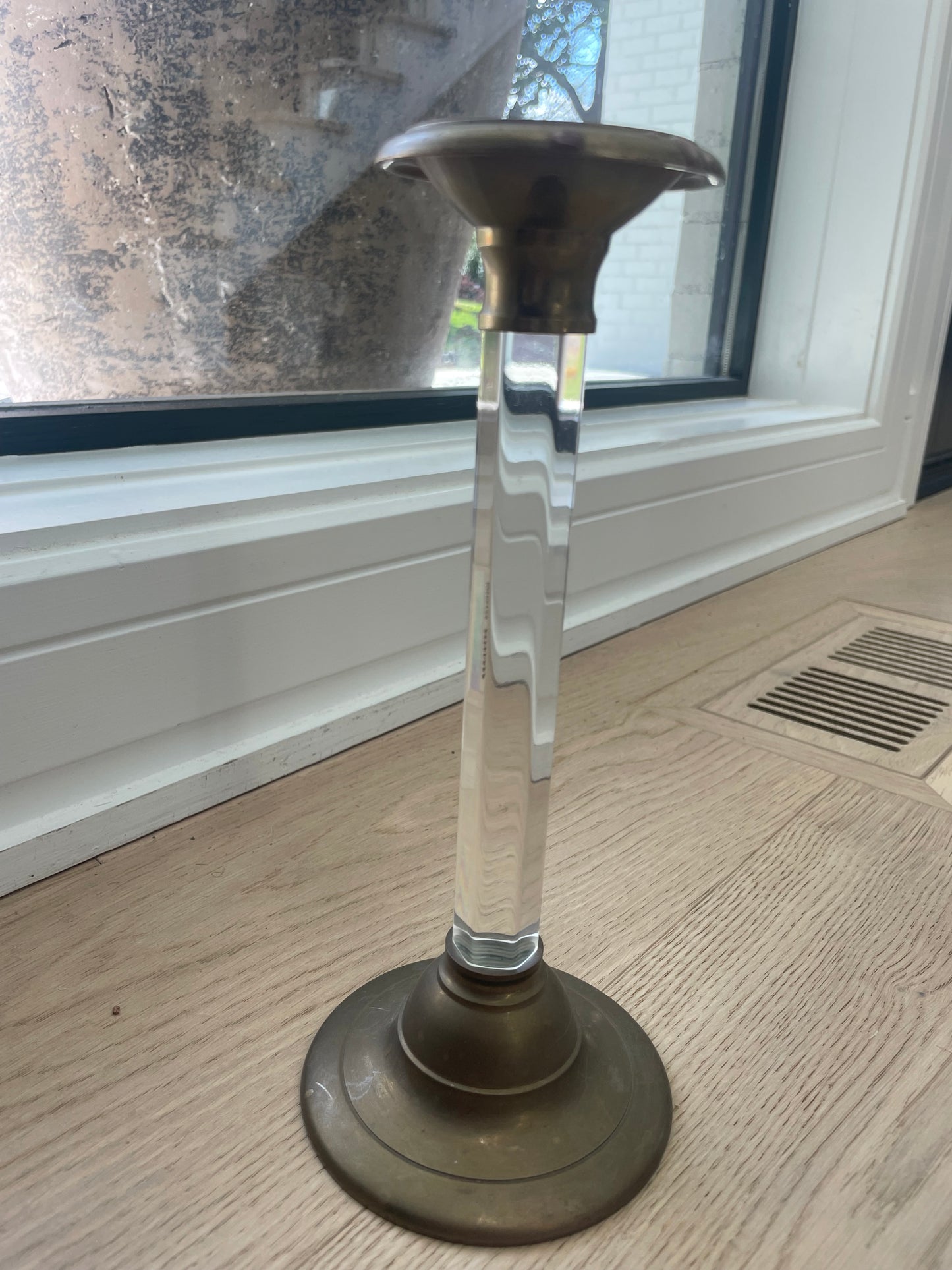 lucite and brass candlestick