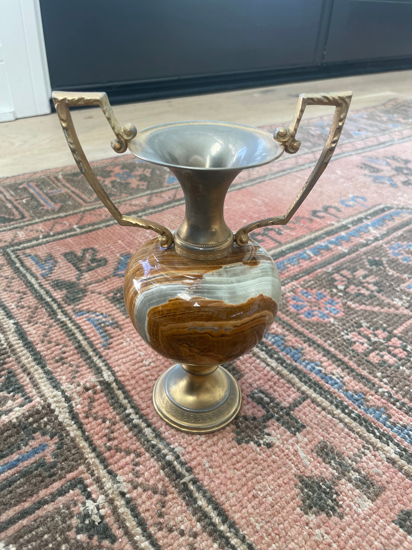 Vintage Brass Vase with Handles