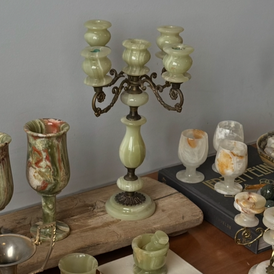 3 small cream onyx cordial glasses set