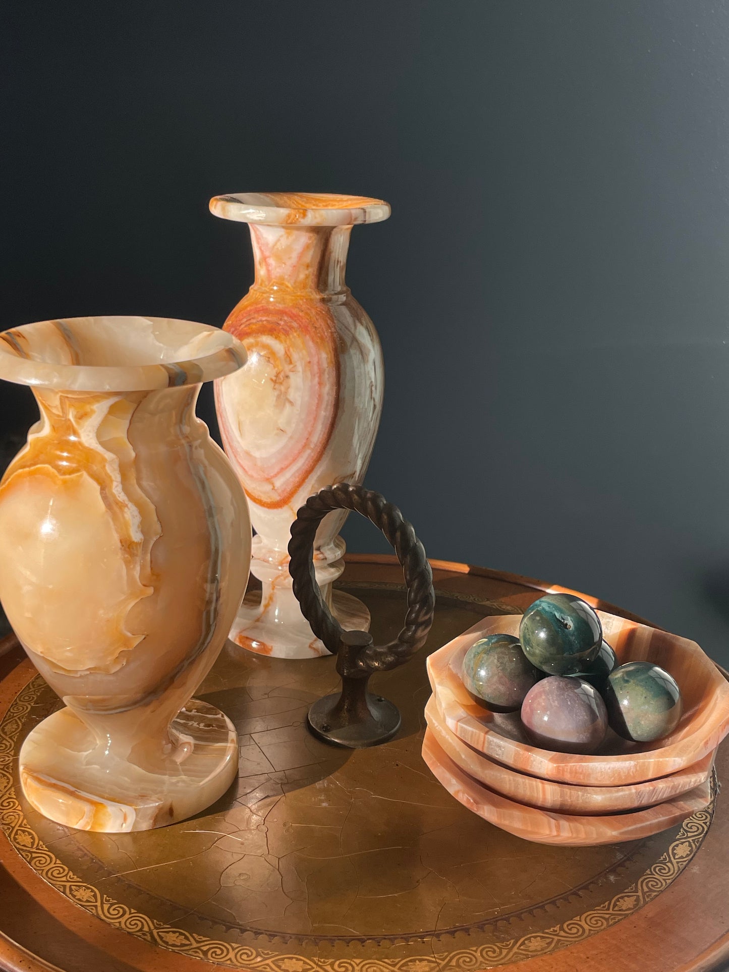 Small Vintage Baluster Vase in Honey Onyx, Italy, 1960s