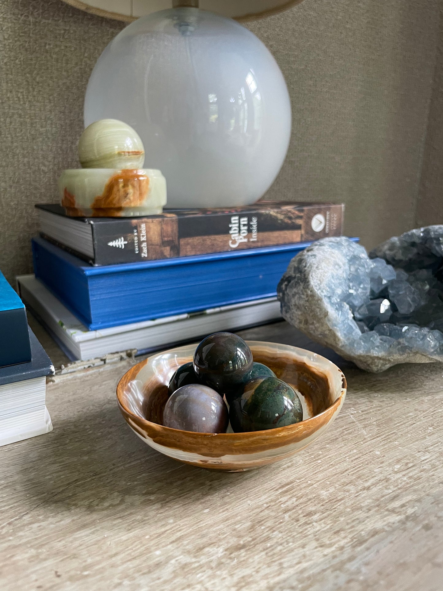 green banded onyx sphere crystal