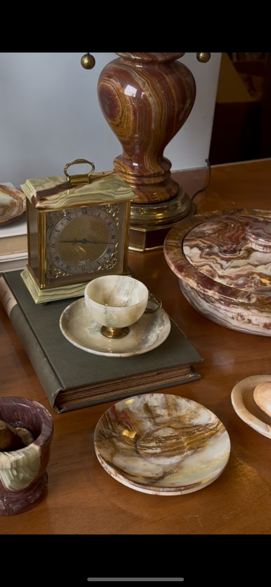 rare marble onyx mantel clock vintage