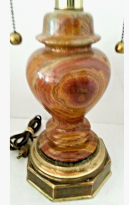 vintage brown onyx and brass lamp