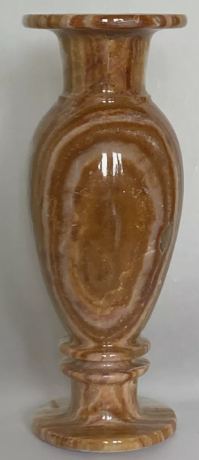 Vintage 7.75” Natural Onyx Marble Stone Vase Tan Creamy Brown Translucent White