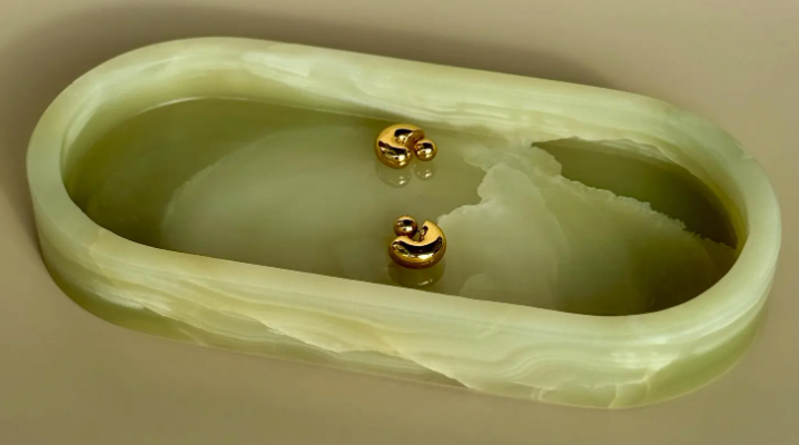 Oval Green Onyx Marble Vintage Inspired Catchall / Tray