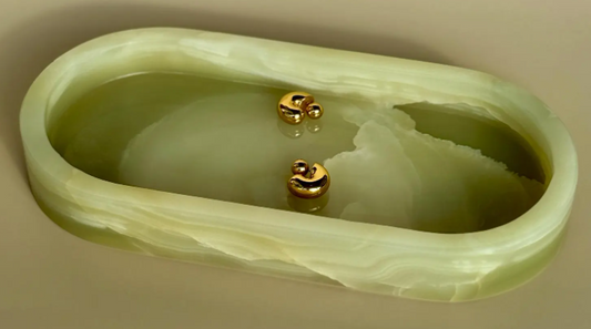 Oval Green Onyx Marble Vintage Inspired Catchall / Tray